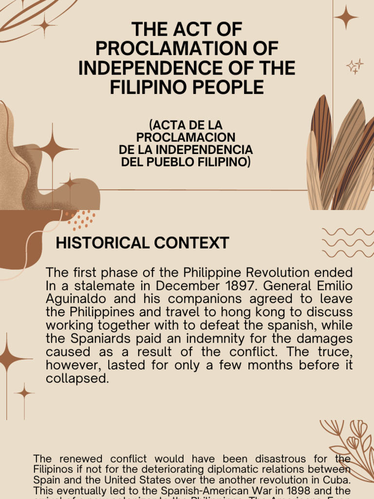 Philippine Independence Proclamation 1898 | PDF | Philippines–Spain ...