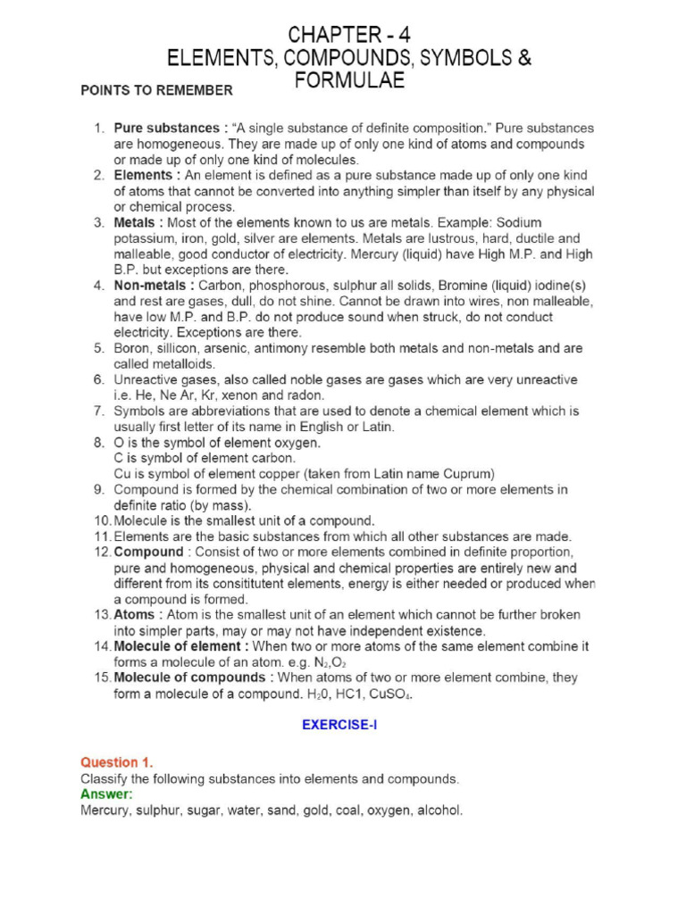 Chapter 4 - Elements Compounds Symbols & Formulae - ICSE Solutions ...