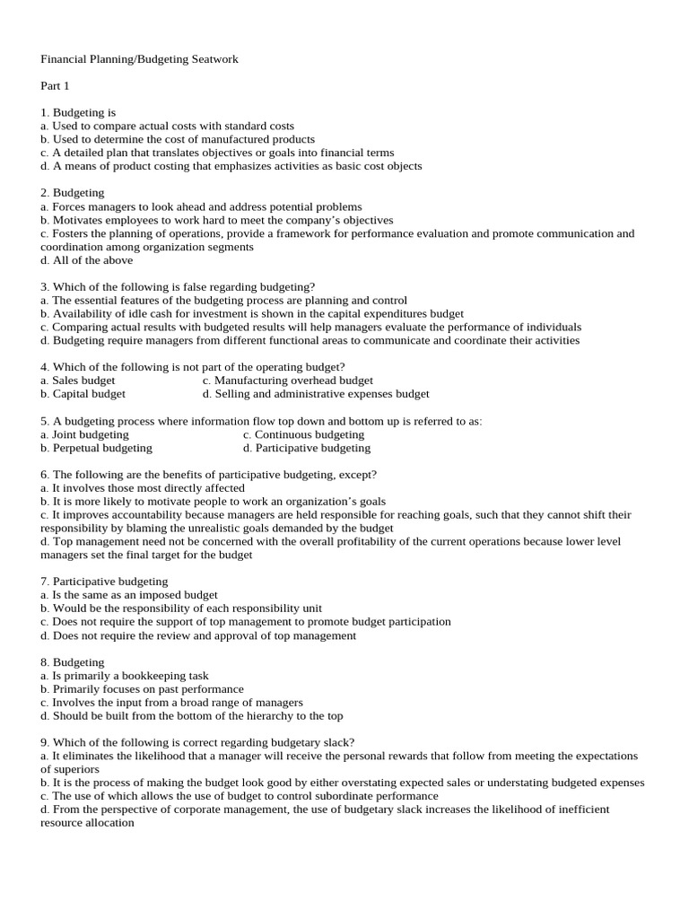 Essential Budgeting Concepts Explained | PDF | Budget | Cost Of Goods Sold