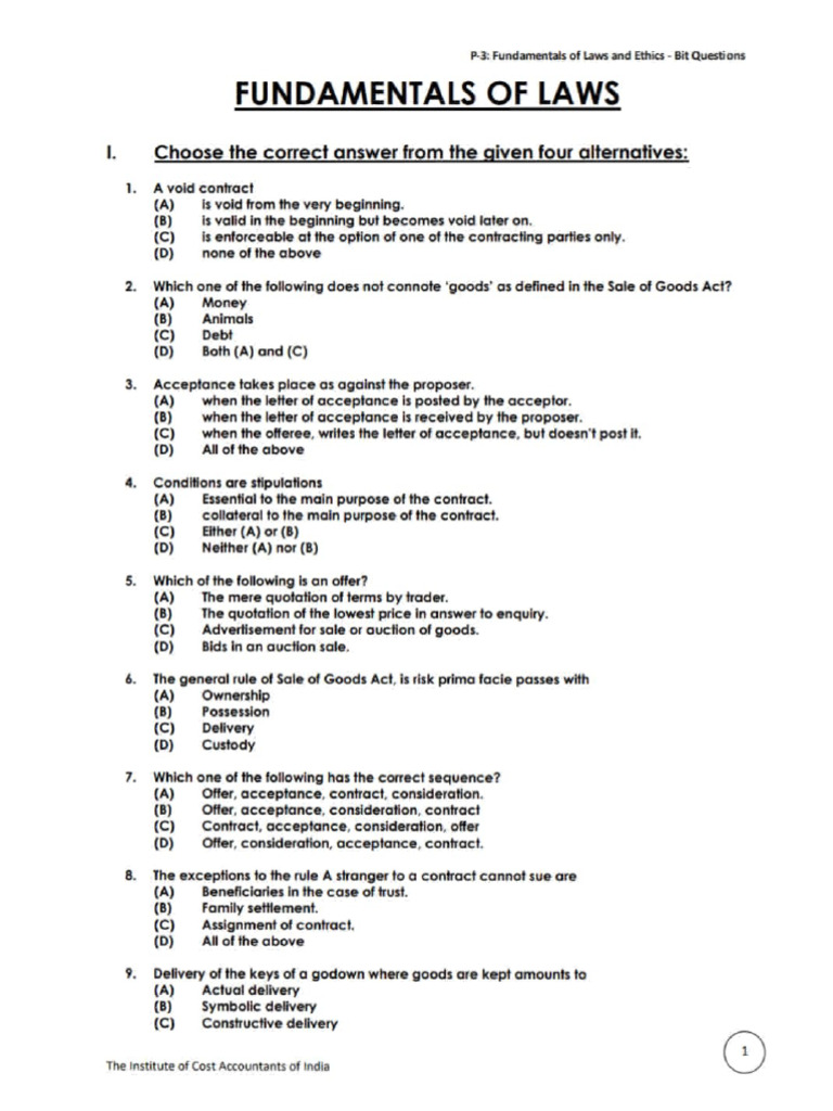 Laws and Ethics: Key Concept Questions | PDF | Offer And Acceptance ...