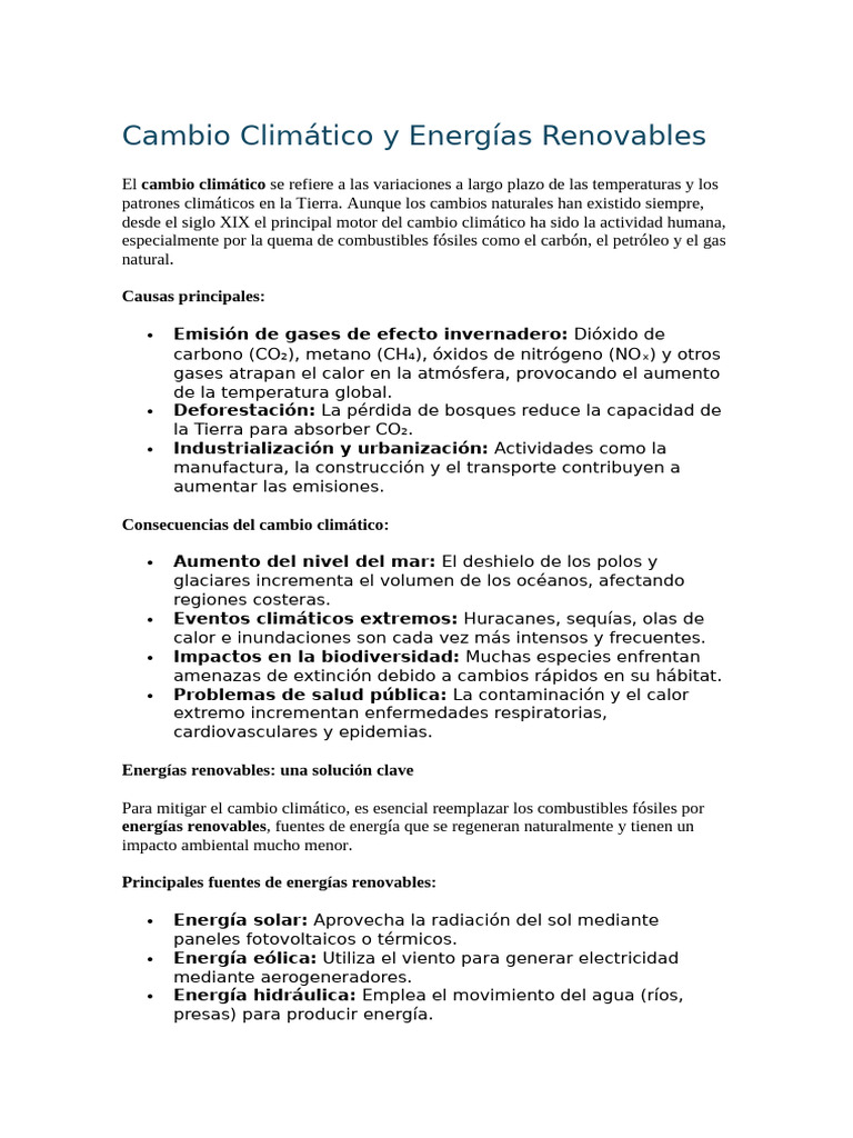Energías Renovables contra el Cambio Climático | PDF | Energía ...
