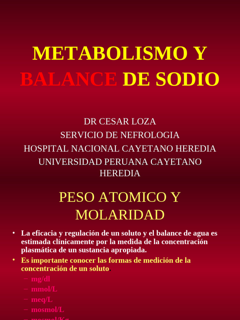 Metabolismo y Balance de Sodio en Salud | PDF | Sodio | Mole (Unidad)