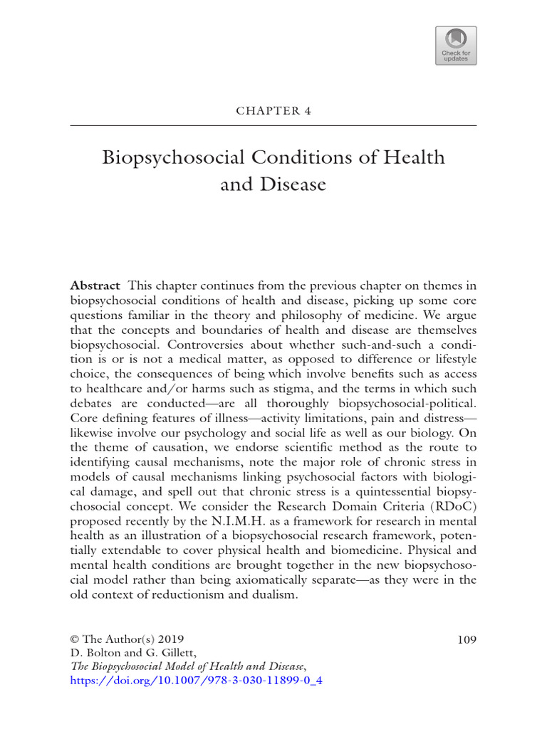The Biopsychosocial Model of Health and Disease | PDF | Causality ...