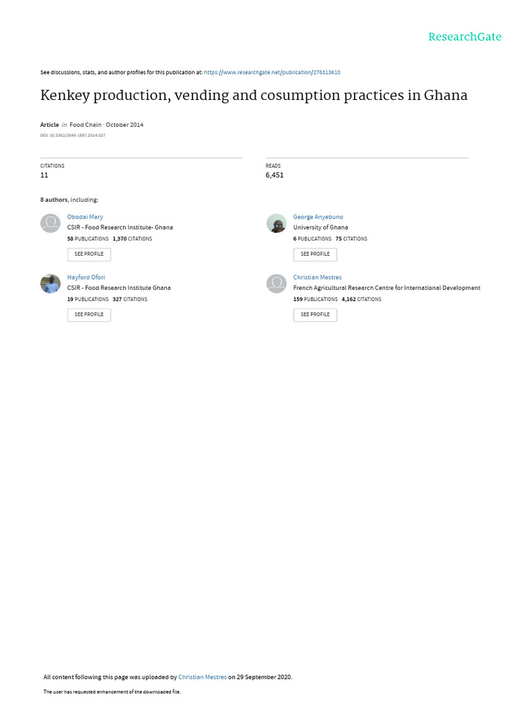 Kenkey Production and Vending in Ghana | PDF