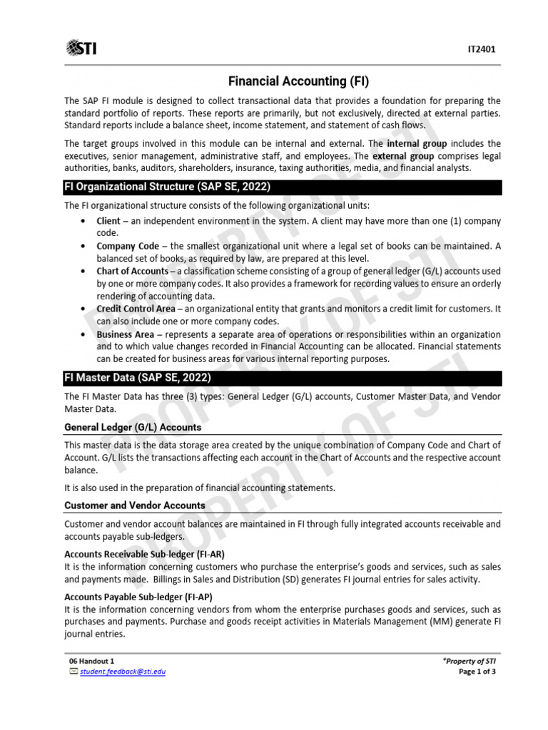 SAP Financial Accounting Overview | PDF | Balance Sheet | Financial ...