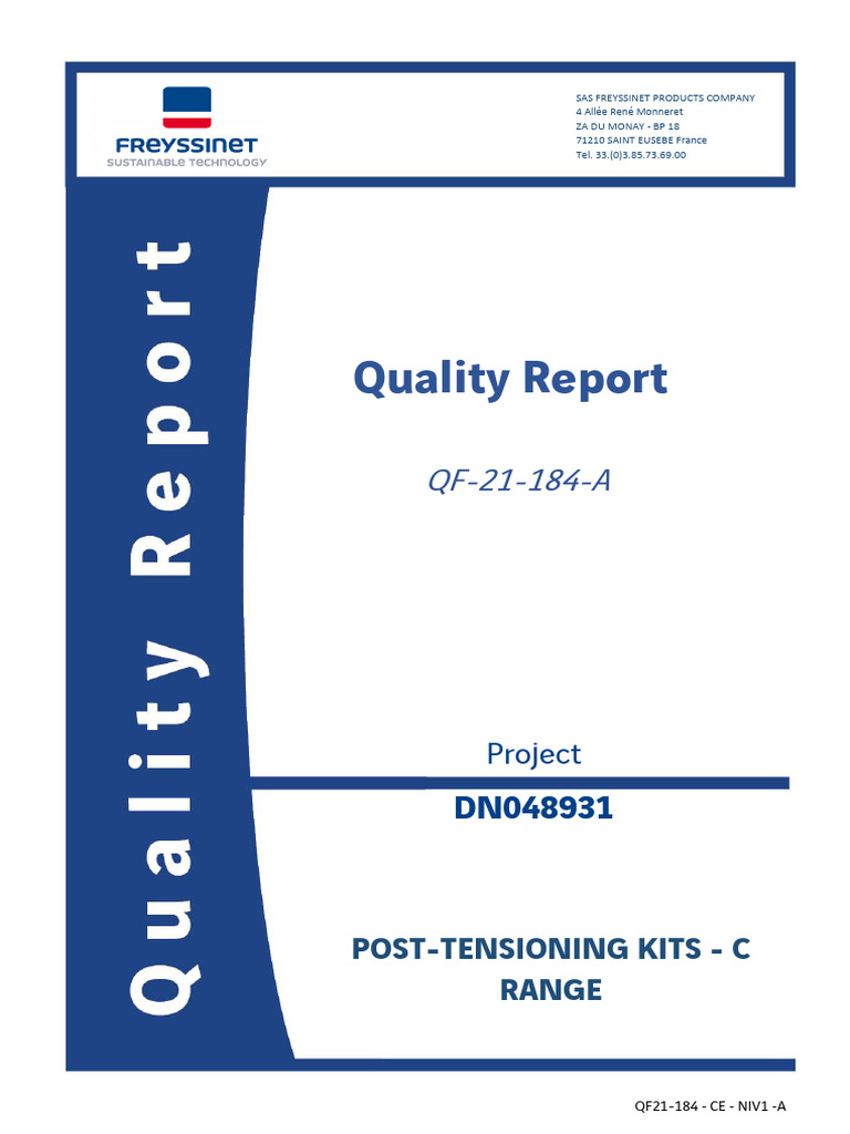 Quality Report for Post-Tensioning Kits | PDF | Production And ...