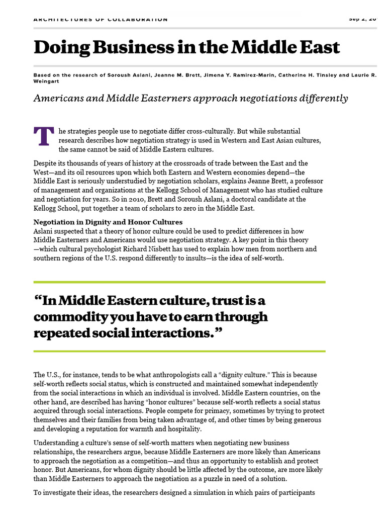 Doing Business in The Middle East - Americans and Middle Easterners ...
