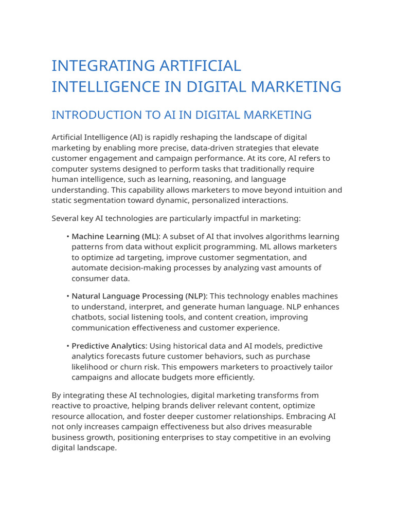 AI Integration in Digital Marketing Strategies | PDF | Artificial ...