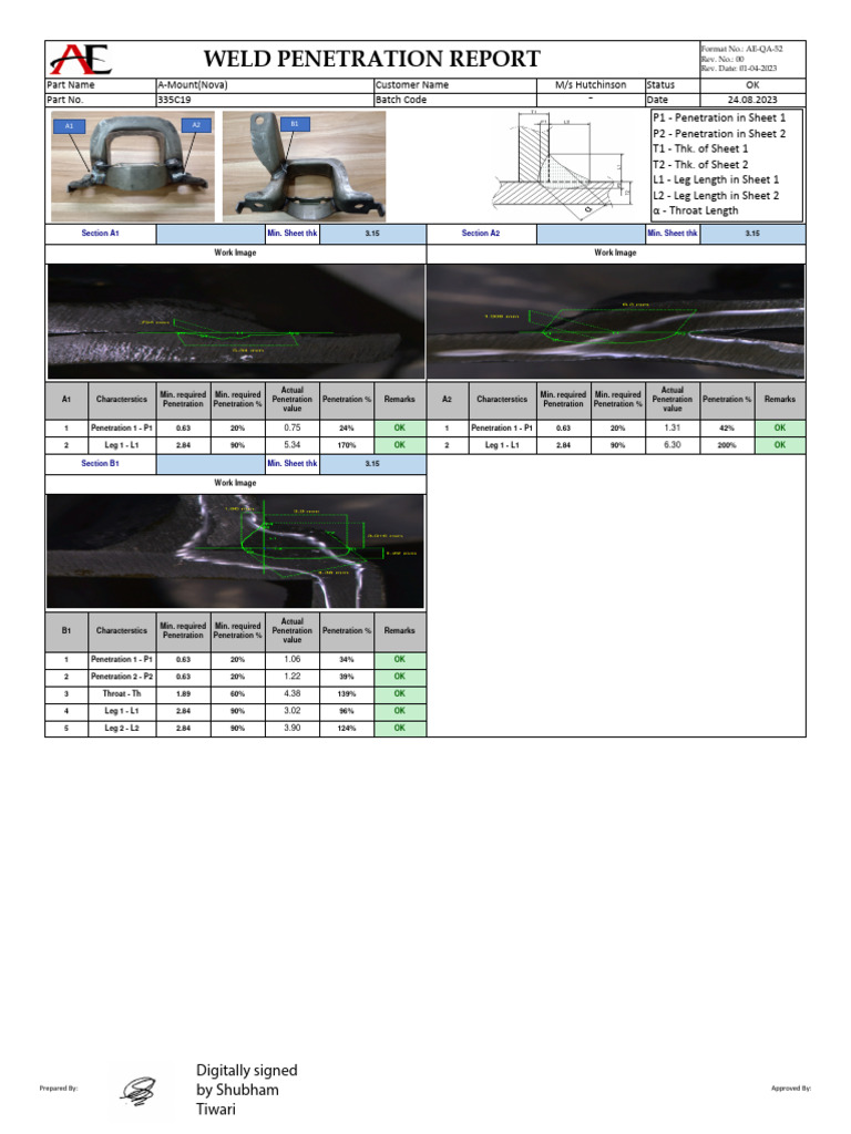 A-Mount Penetration Inspection Report | PDF
