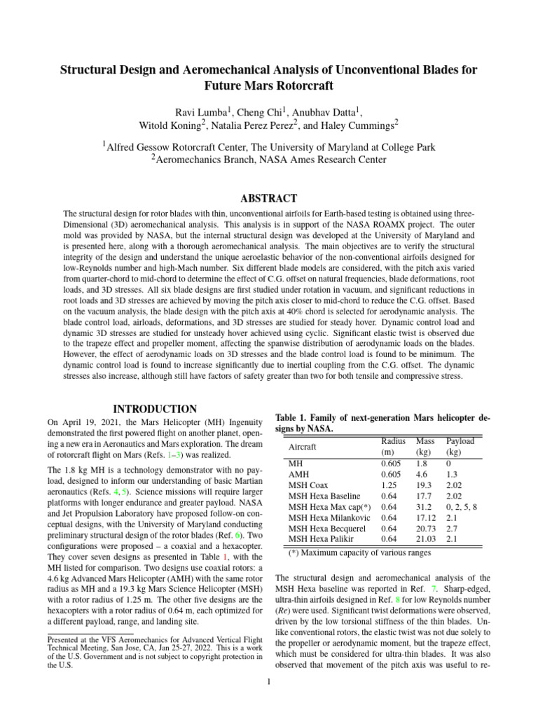 Structural Design and Aeromechanical Analysis Blade For Rotorcraft ...