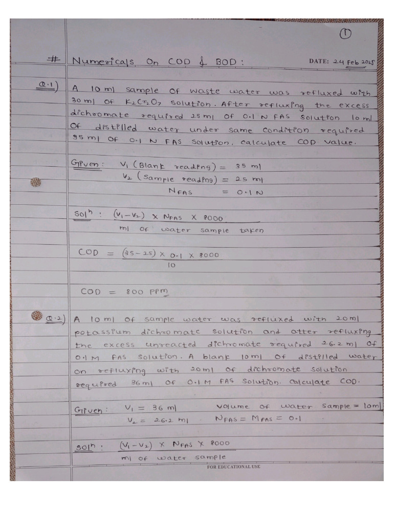 Cod and Bod (Chemistry) | PDF