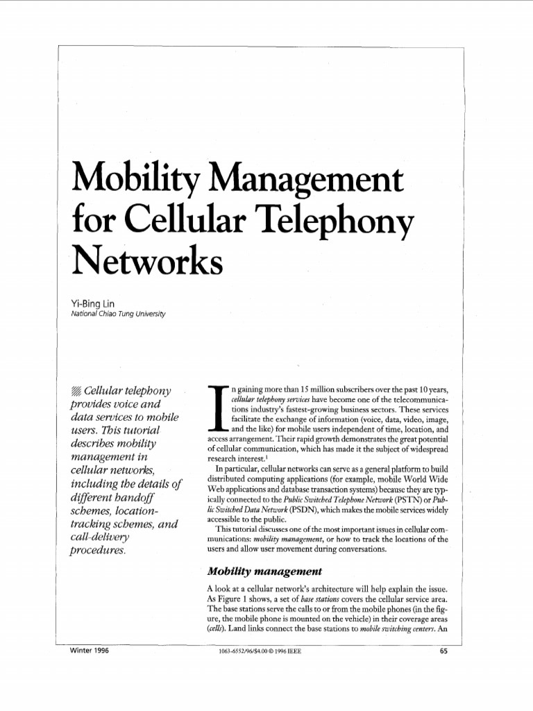 Mobility Management in Cellular Networks | PDF | Cellular Network ...