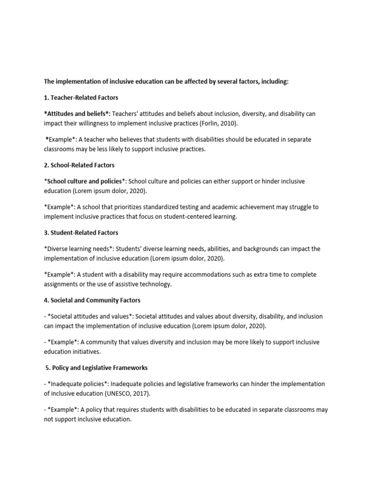 Inclusive Education Project | PDF | Inclusion (Education) | Teachers