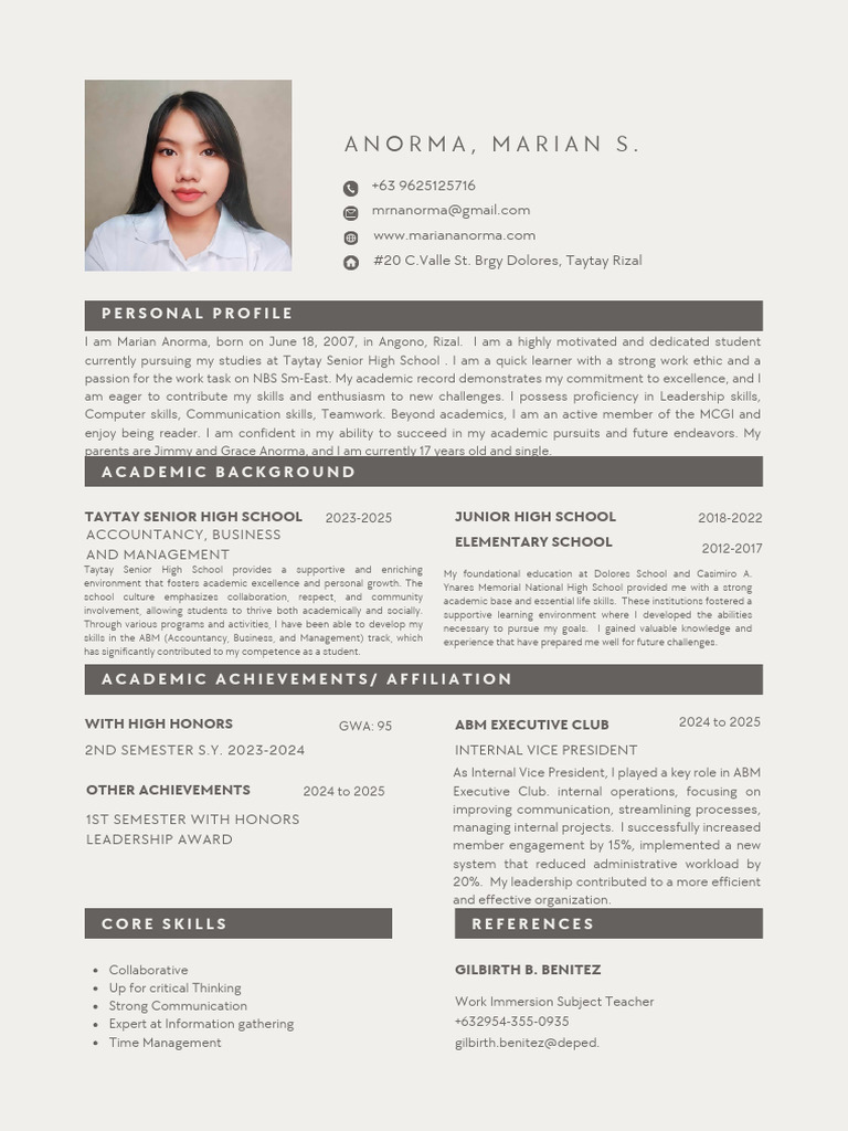 Copy of Work Immersion Resume - 20250312 - 135526 - 0000 | PDF ...