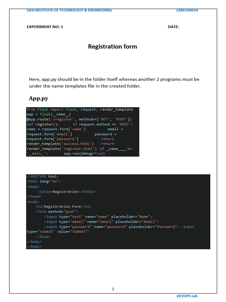 DevOps Lab: User Registration & Git Commands | PDF | Selenium (Software ...