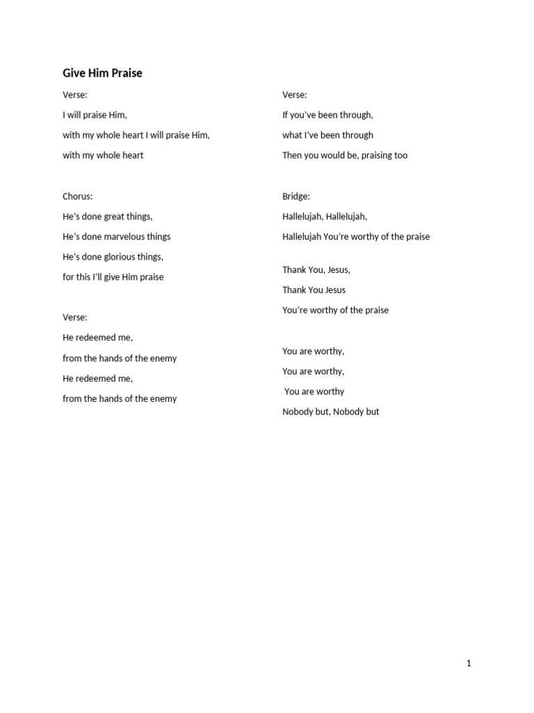 Uplifting Praise and Worship Lyrics | PDF | Song Structure | Religious ...