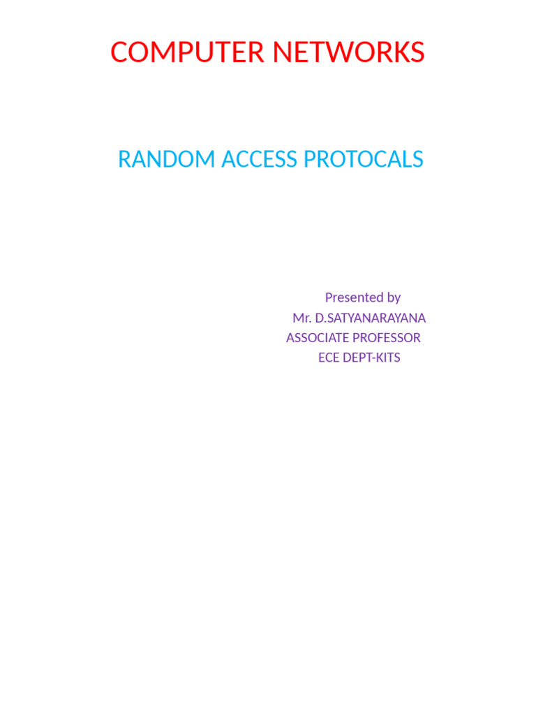 Random Access Protocols Overview | PDF