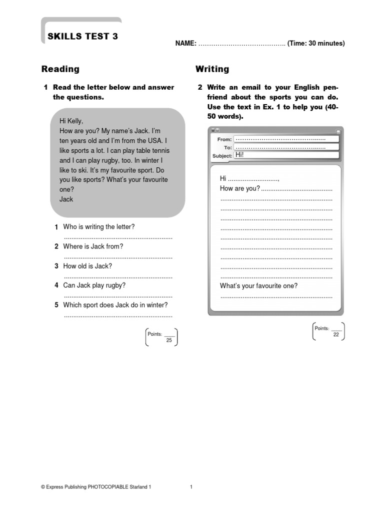 2 Starland 1 Skills Test 3 | PDF
