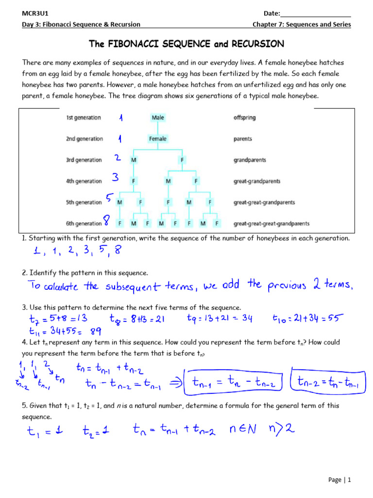 3 - Fibonacci Sequence Recursive Formula Solutions | PDF | Mathematics