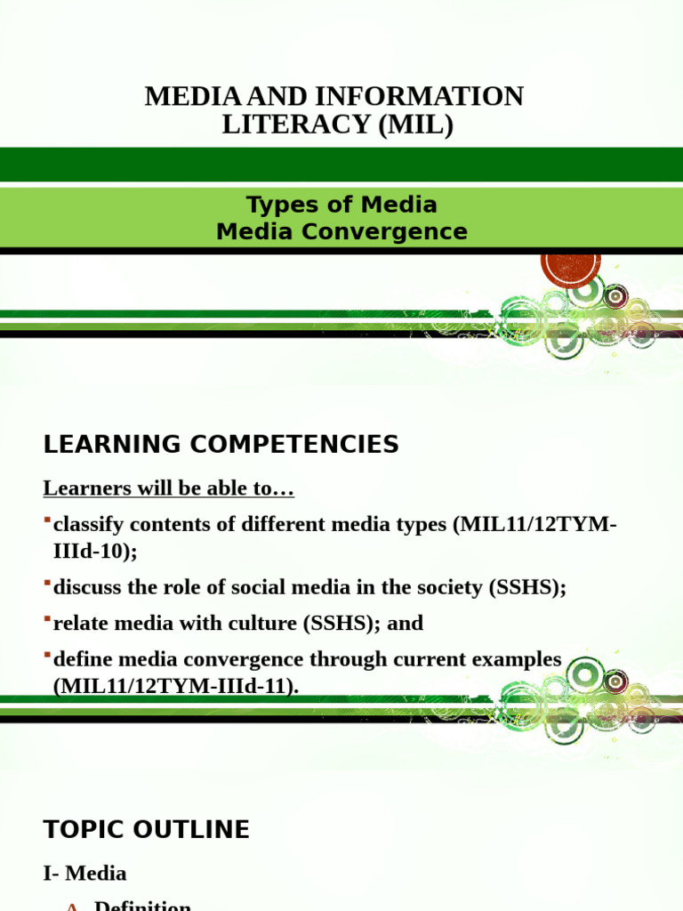 Mil Lesson 3 Types of Media | PDF | Technological Convergence | Mass Media