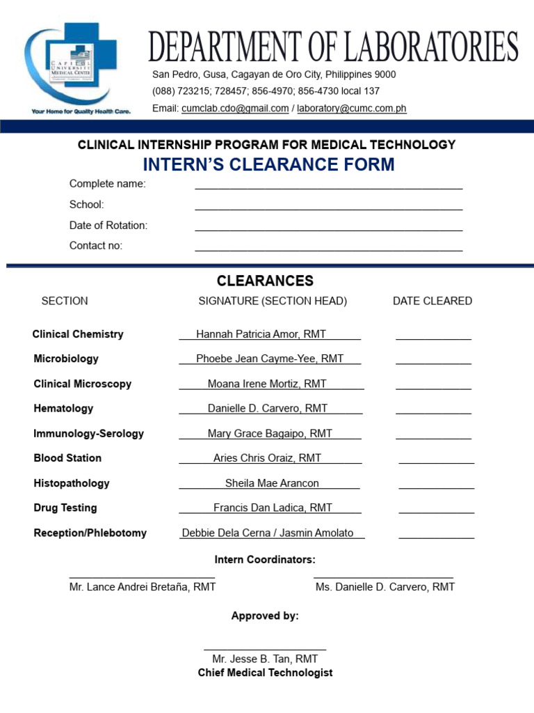 Internship Clearance Instructions | PDF