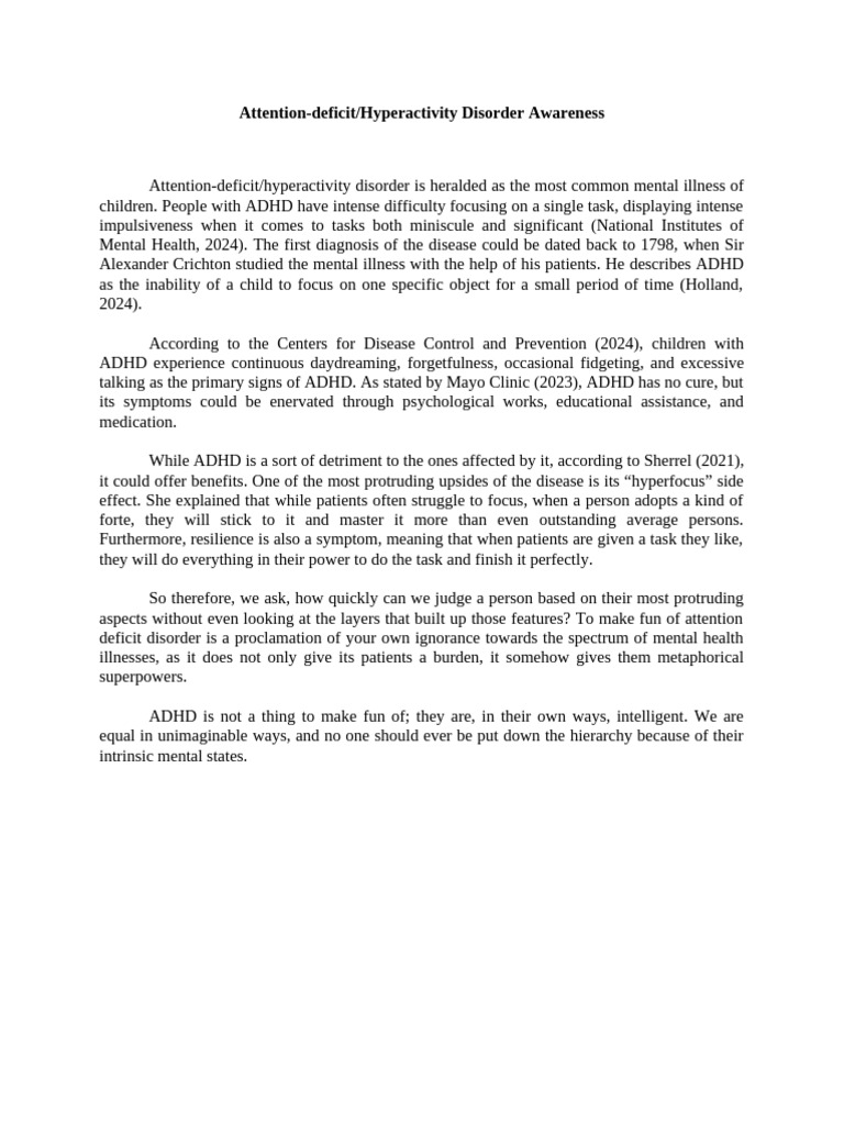 Attention-Deficit Hyperactivity Disorder Awareness | PDF | Attention ...