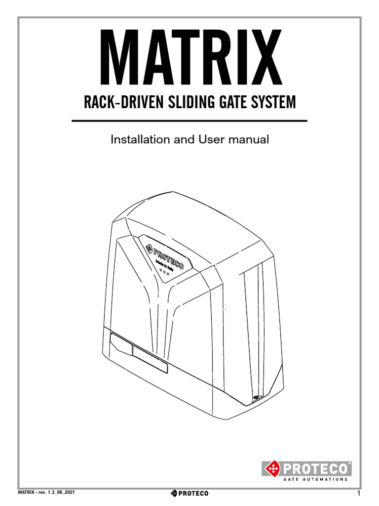 Matrix Rack-Driven Gate System Manual | PDF | Waste Management | Screw