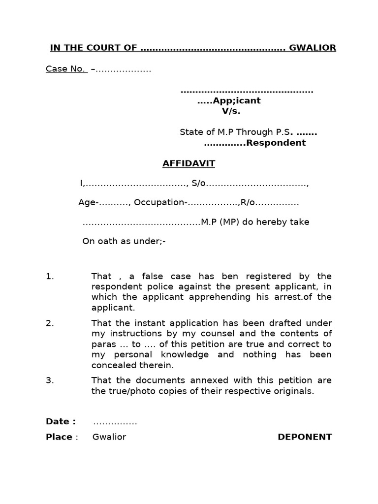 Affidavit Format | PDF