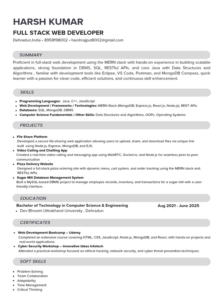 Harsh Resume | PDF