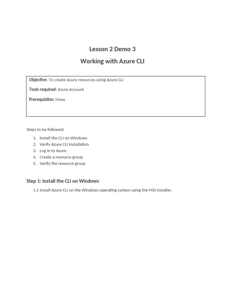 Install and Use Azure CLI on Windows | PDF