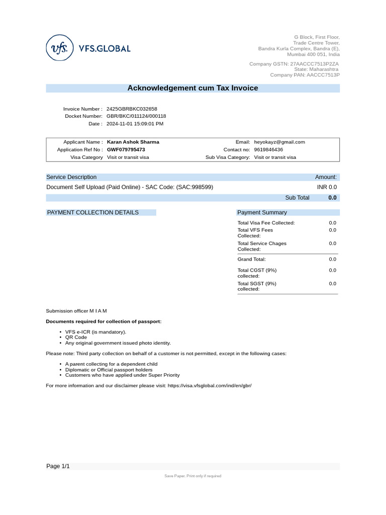 Visa Payment Collection Summary | PDF | Travel Visa | Government And ...