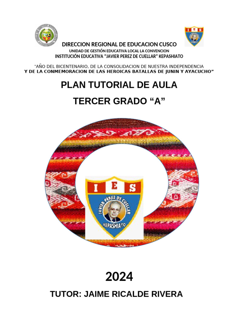 Plan Tutorial 2024 para 3° Grado "A" | PDF | Aprendizaje | Salón de clases