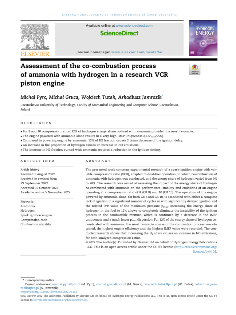 2-Co-Combustion Process of Ammonia and Hydrogen 0 | PDF | Combustion ...