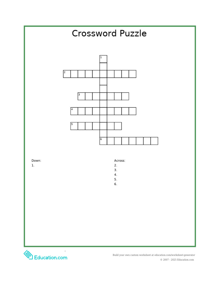 Crossword Puzzle: Down & Across Clues | PDF