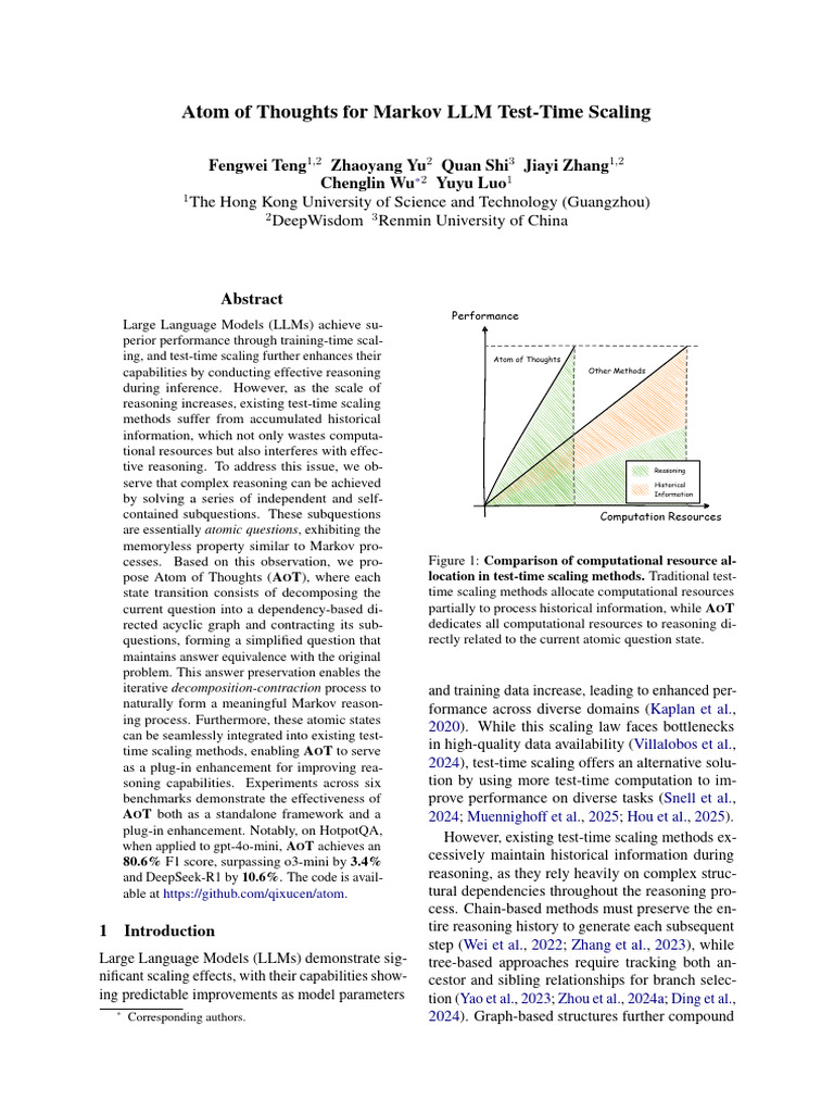 Atom of Thoughts For Markov LLM Test-Time Scaling-2025 | PDF