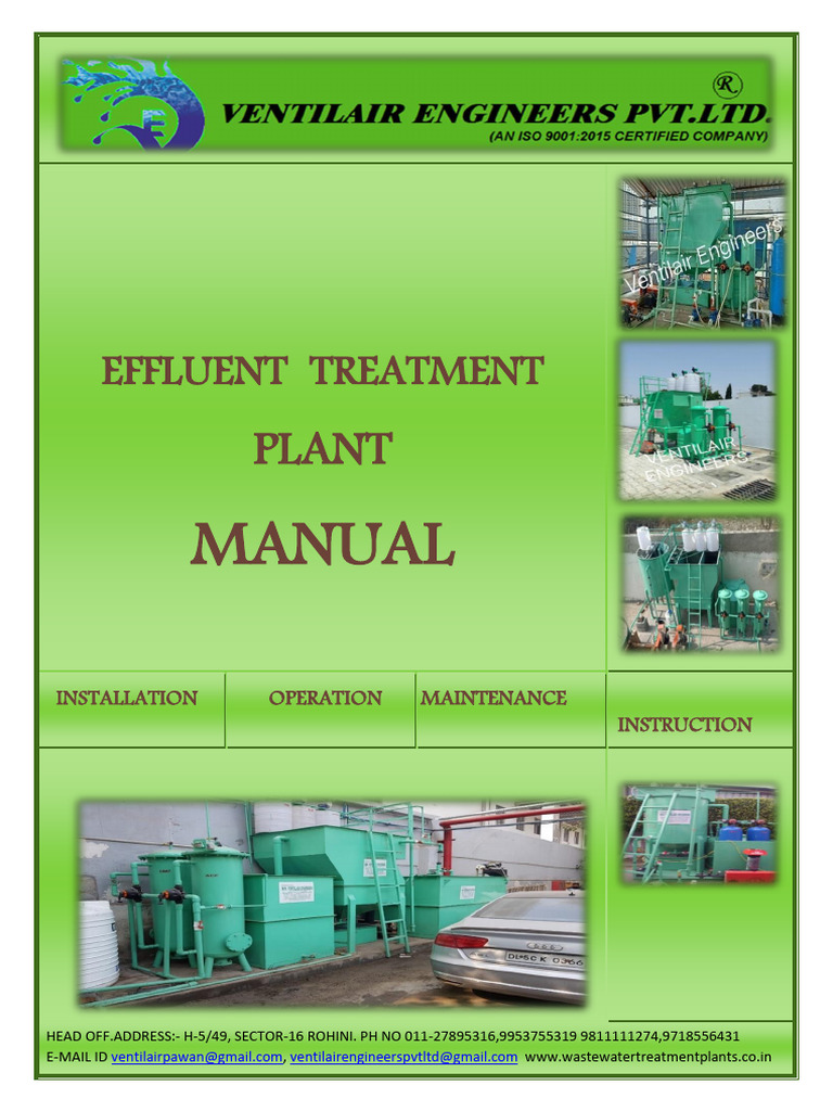 ETP Operation and Maintenance Manual | PDF | Pump | Sewage Treatment