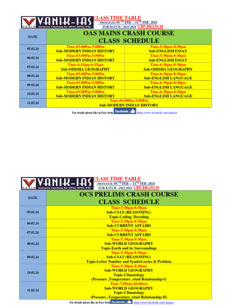 5600-OCS MAINS CRASH COURSE TIME TABLE-05TH FEB-11TH FEB, 2024 (2 Files ...
