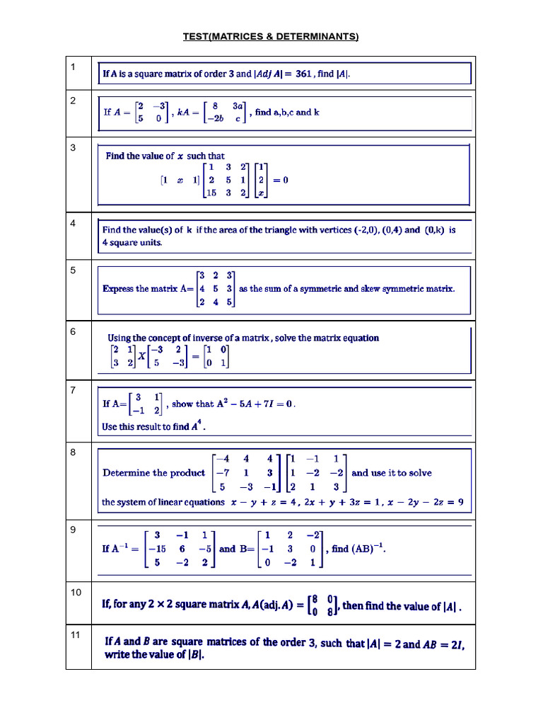 Test - MAT AND DET | PDF