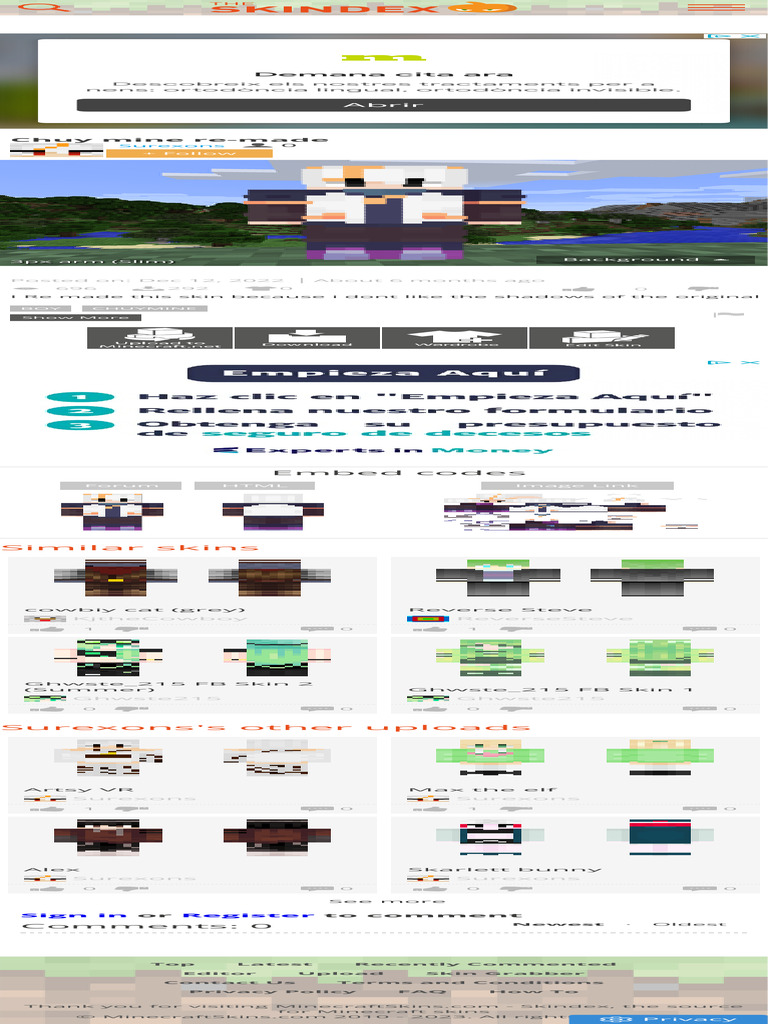 Chuy Mine Re-Made Minecraft Skin | PDF