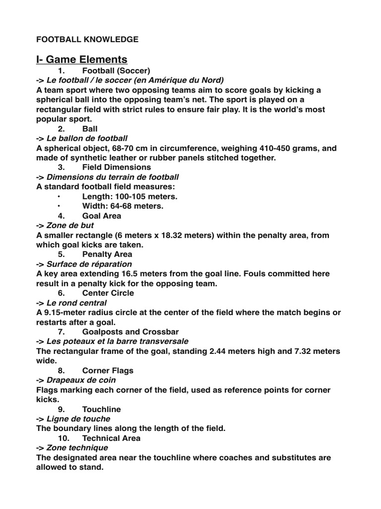 Comprehensive Guide to Football Basics | PDF | Association Football ...