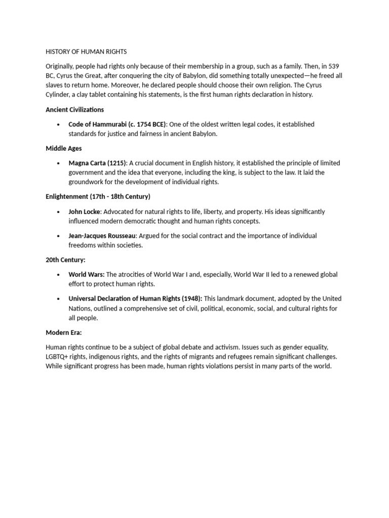 HISTORY OF HUMAN RIGHTS | PDF