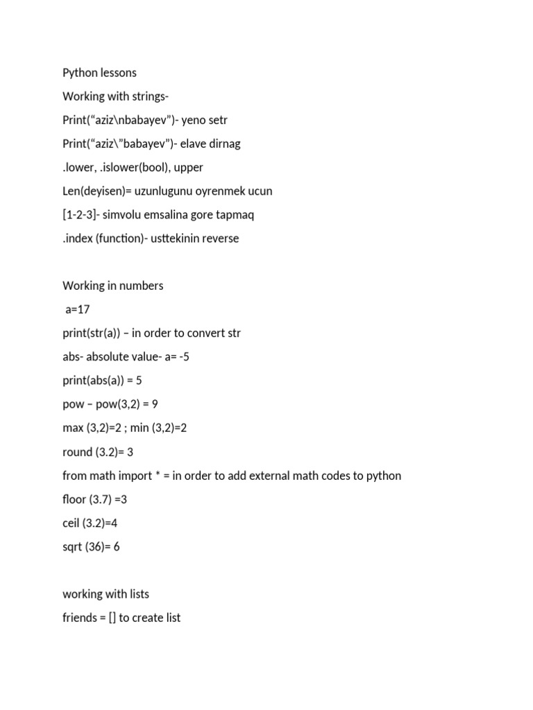 Python Basics: Strings, Numbers, Lists | PDF