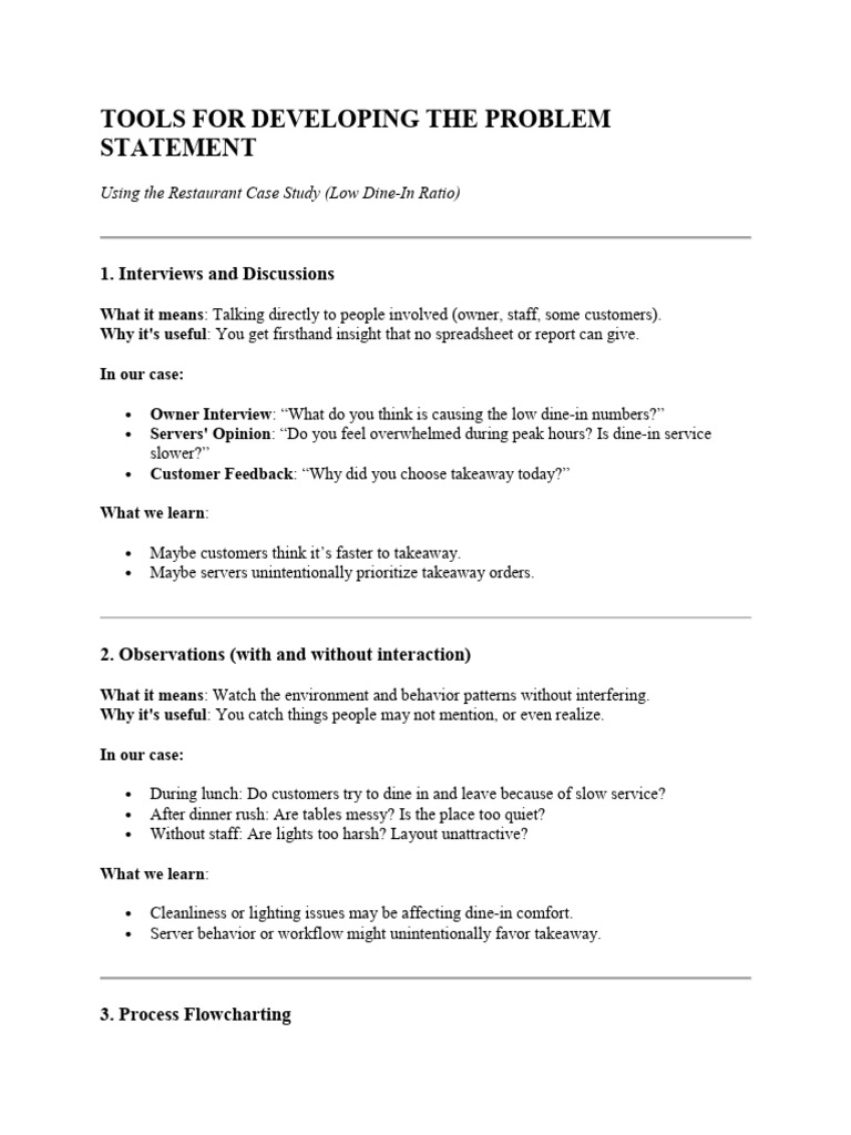 Tools for Crafting Effective Problem Statements | PDF | Menu ...