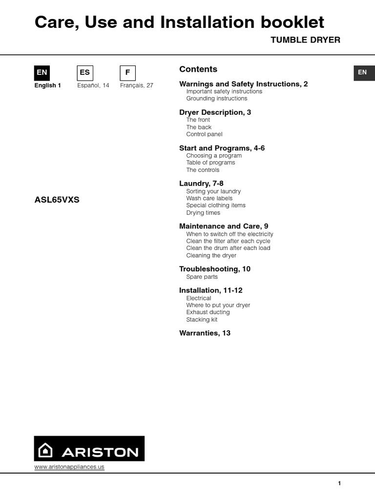 user-manual-25479_(manymanuals.es) | PDF | Clothes Dryer | Laundry