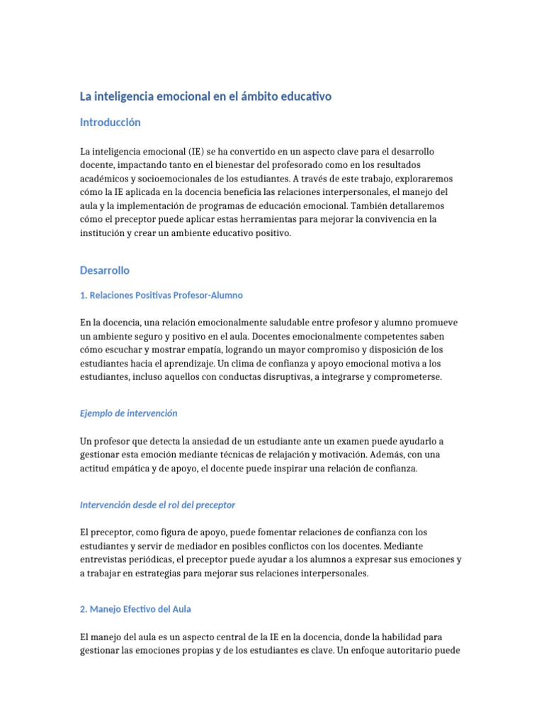 Inteligencia Emocional en Educación | PDF | Las emociones | Maestros