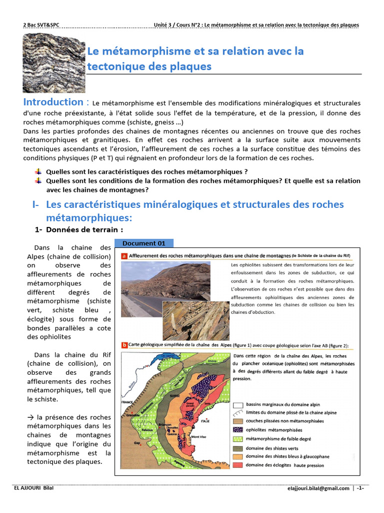 Formation des roches métamorphiques | PDF | Géologie | Pétrologie