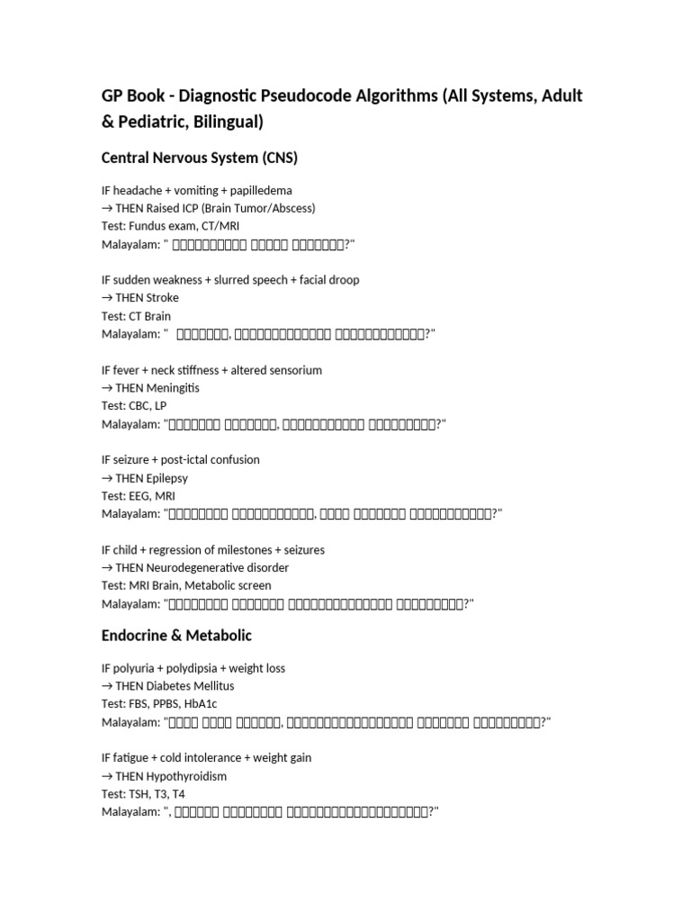 GP Book All Systems Diagnostic Pseudocode | PDF