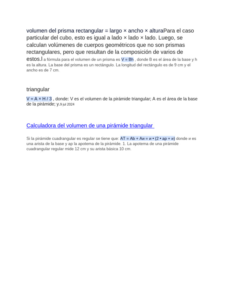 Fórmulas de Volumen: Prismas y Pirámides | PDF