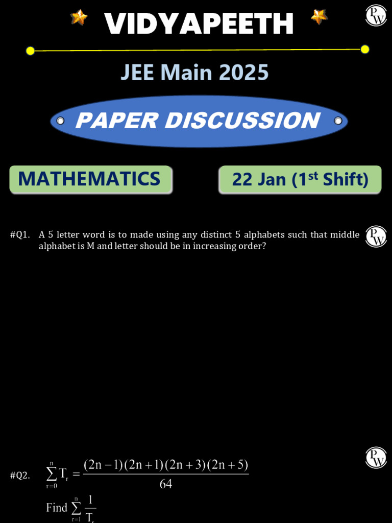 JEE Main - 22 Jan - 1st Shift - Maths-2 | PDF | Mathematical Objects ...