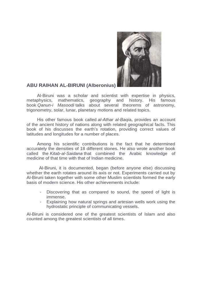 ABU RAIHAN ALbiruni | PDF